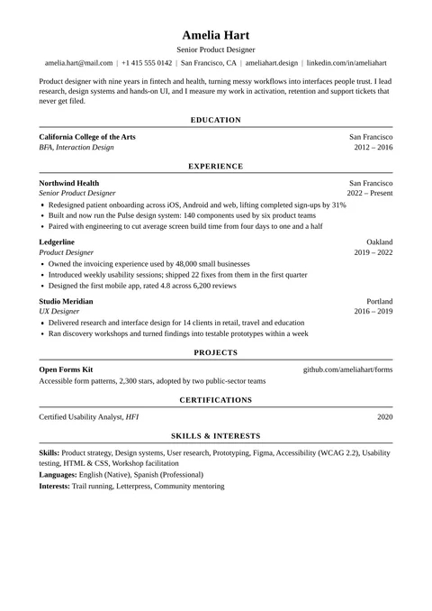 Harvard Style resume template