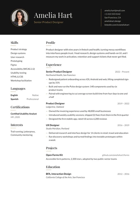 Onyx resume template